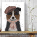 Border Collie Hat and Pink Scarf, Dog Art Print, Wall art | Canvas 11x14inch
