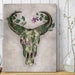 Cow Skull and Passion Flowers, Art Print, Canvas Wall Art