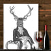 Portrait of Deer and Chair, Limited Edition Print of drawing | Ltd Ed Canvas 28x40inch