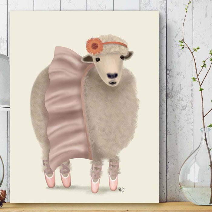Ballet Sheep 6, Animal Art Print, Wall Art | Framed Black