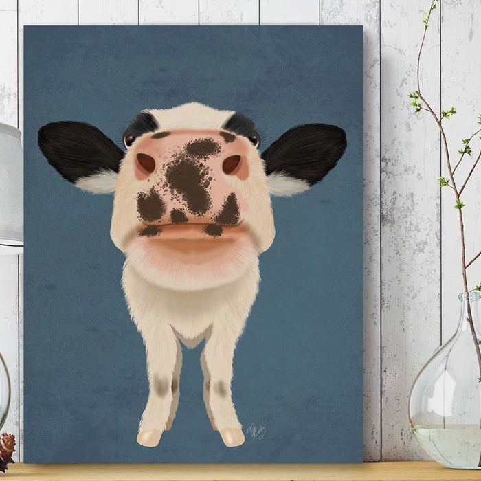 Nosey Cow 1, Animal Art Print, Wall Art | Framed Black