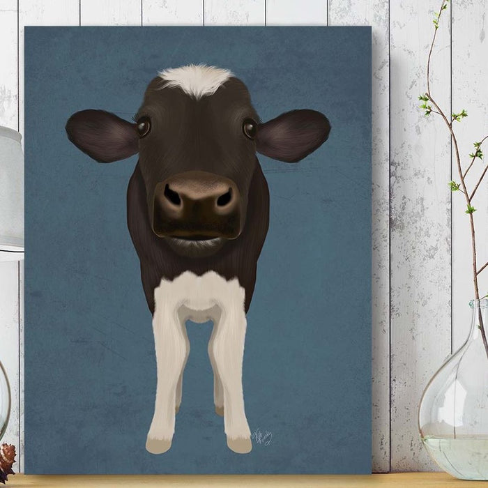 Nosey Cow 2, Animal Art Print, Wall Art | Framed Black