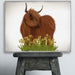 Highland Cow, Daffodil, Animal Art Print | Framed Black