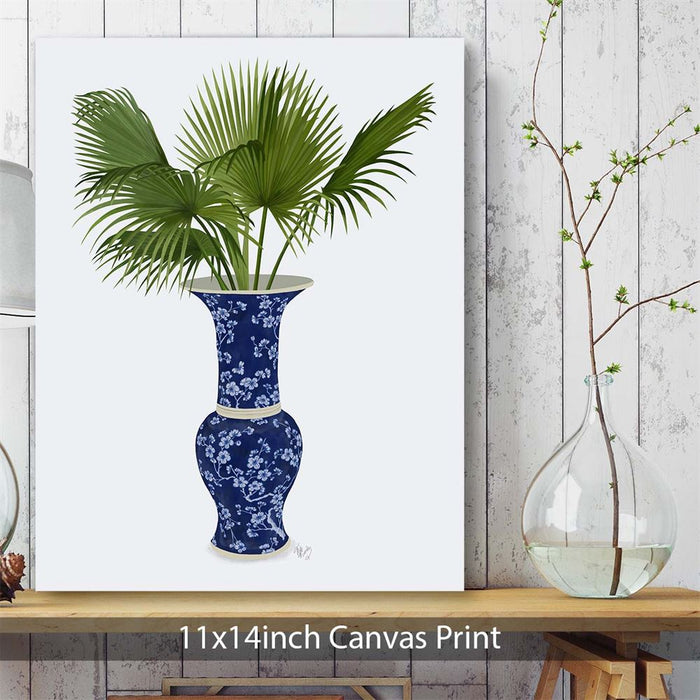 Chinoiserie Vase 8, With Plant, Art Print | Framed Black