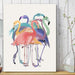 Flamingos, Multicoloured Group 2, Bird Art Print, Wall Art | Print 24x36in