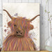 Highland Cow 8, Multicolour Portrait, Animal Art Print | Framed Black