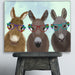 Donkey Trio Flower Glasses, Animal Art Print, Wall Art | Framed Black