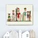 Llama Family Winter Sports, Art Print, Canvas Wall Art