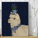 Llama Teacup and Blue Flowers, Animal Art Print