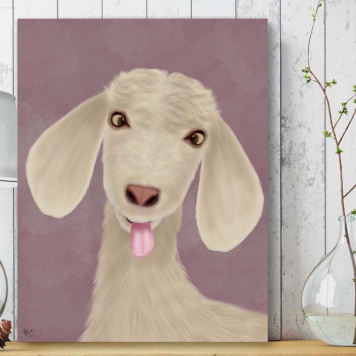 Funny Farm Goat 1, Animal Art Print, Wall Art | Framed Black
