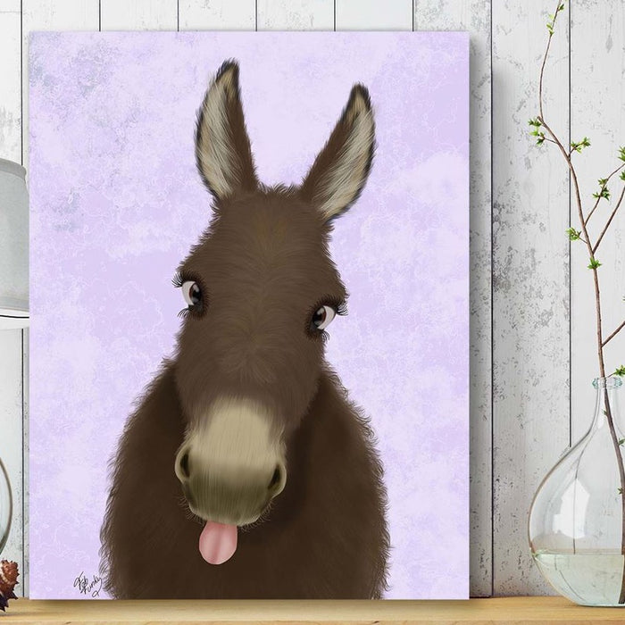 Funny Farm Donkey 1, Animal Art Print, Wall Art | Framed Black