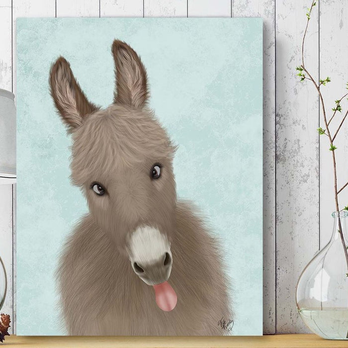Funny Farm Donkey 2, Animal Art Print, Wall Art | Framed Black