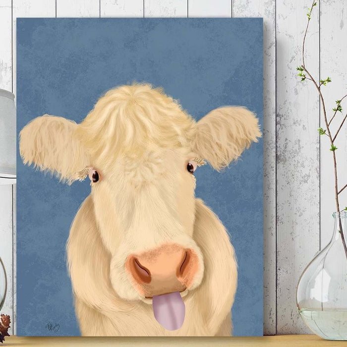 Funny Farm Cow 1, Animal Art Print, Wall Art | Framed Black