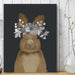 Rabbit, White Flowers, Art Print, Canvas Wall Art | Print 18x24inch