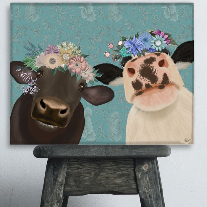 Nosey Cows Bohemian, Animal Art Print, Wall Art | Canvas 11x14inch