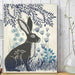 Country Lane Hare 1, Blue, Art Print | Print 18x24inch