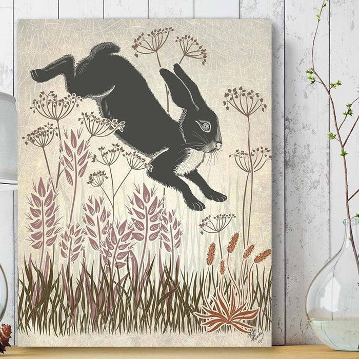 Country Lane Hare 5, Earth, Art Print | Framed Black