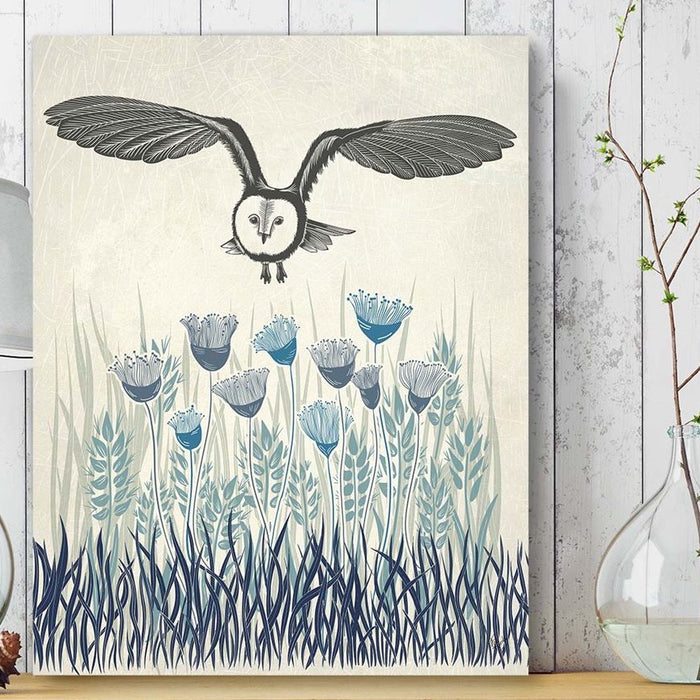 Country Lane Owl 4, Blue, Art Print | Print 24x36in