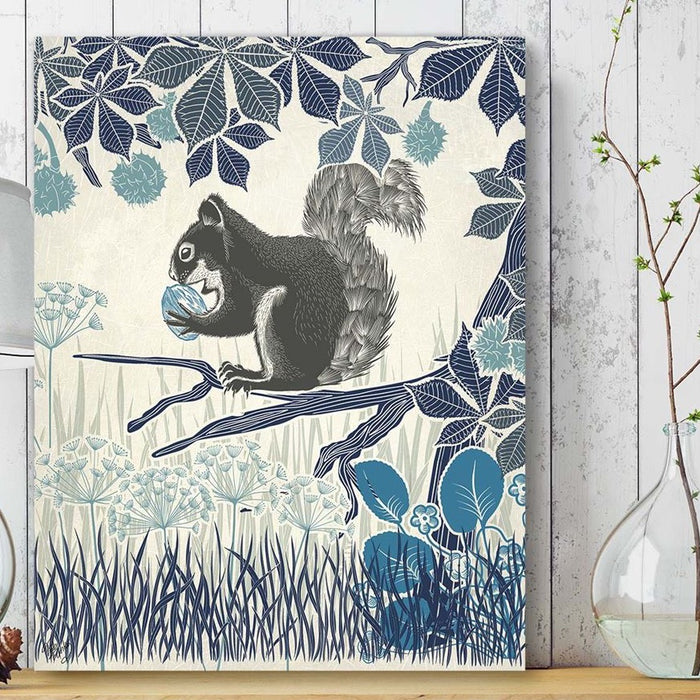 Country Lane Squirrel 1, Blue, Art Print | Print 24x36in