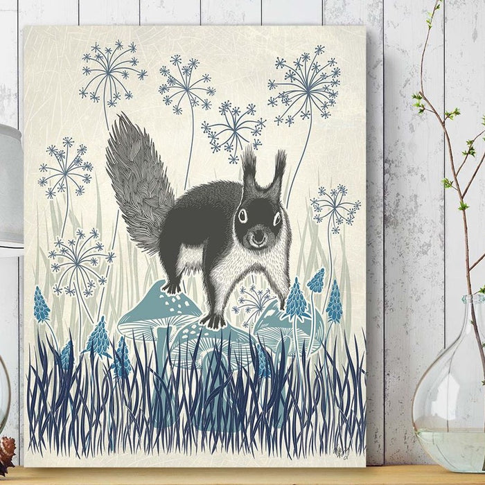 Country Lane Squirrel 3, Blue, Art Print | Print 24x36in