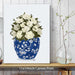 Chinoiserie Magnolias White, Blue Vase, Art Print | Framed Black