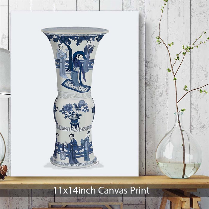 Chinoiserie Vase Dancer Blue, Art Print | Framed Black