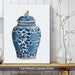 Chinoiserie Vase Golden Lion Blue, Art Print | Framed Black