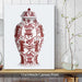 Chinoiserie Vase Leaf Picker Red, Art Print | Framed Black