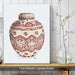 Chinoiserie Vase Symbol Red, Art Print | Framed Black