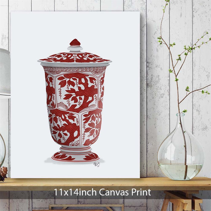 Chinoiserie Vase Tree Red, Art Print | Framed Black