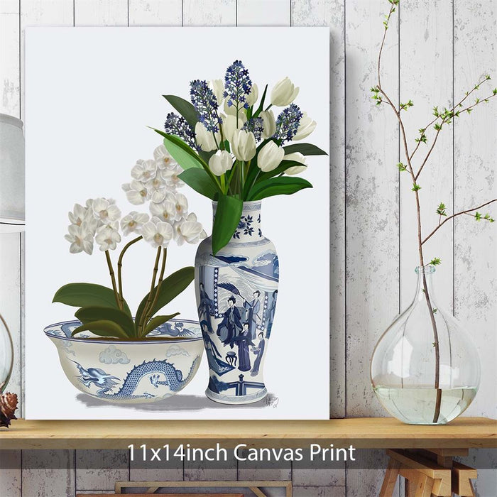 Chinoiserie Flower Duo 4, Blue, Art Print | Framed Black