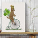 Labradoodle, Gold on Penny Farthing, Dog Art Print, Wall art | Canvas 11x14inch