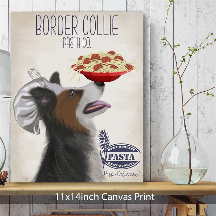 Border Collie Tricolour Pasta Cream, Dog Art Print, Wall art | Canvas 11x14inch