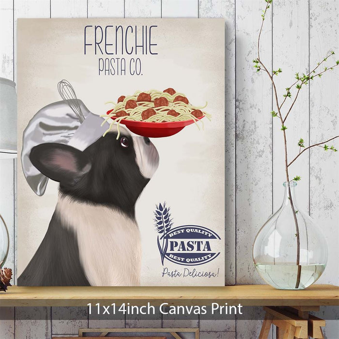 French Bulldog Black White Pasta Cream, Dog Art Print, Wall art | Canvas 11x14inch