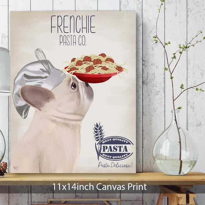 French Bulldog White Pasta Cream, Dog Art Print, Wall art | Canvas 11x14inch