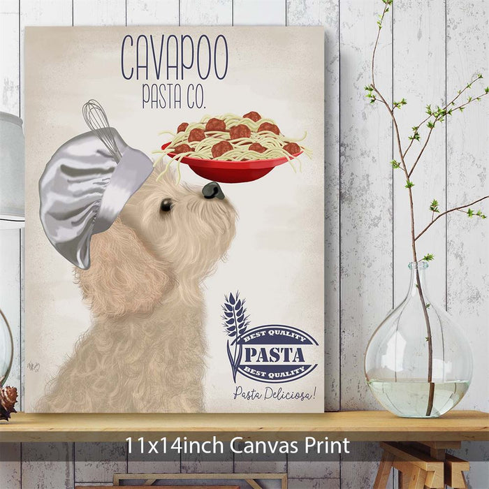 Cavapoo Blonde Pasta Cream, Dog Art Print, Wall art | Canvas 11x14inch