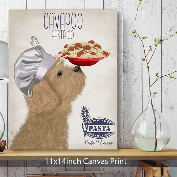 Cavapoo Gold Pasta Cream, Dog Art Print, Wall art | Canvas 11x14inch