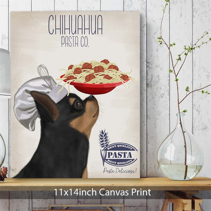 Chihuahua Black Ginger Pasta Cream, Dog Art Print, Wall art | Canvas 11x14inch