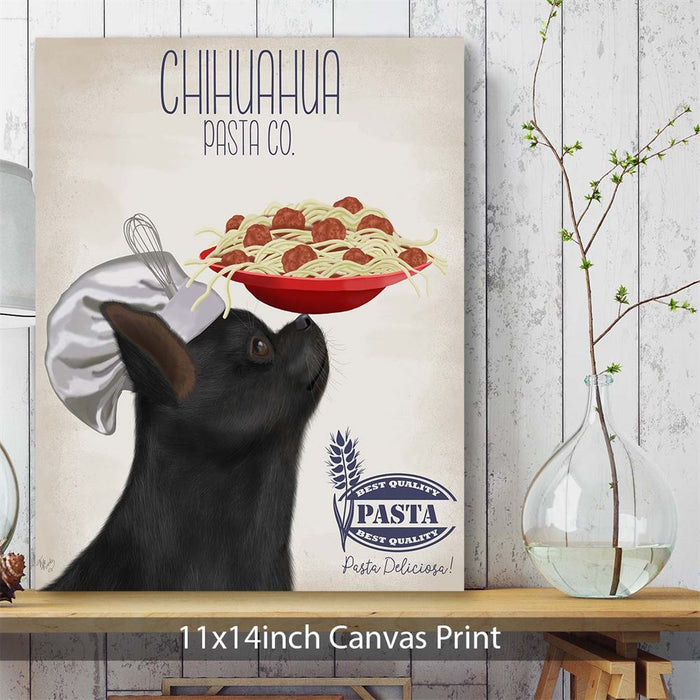 Chihuahua Black Pasta Cream, Dog Art Print, Wall art | Canvas 11x14inch