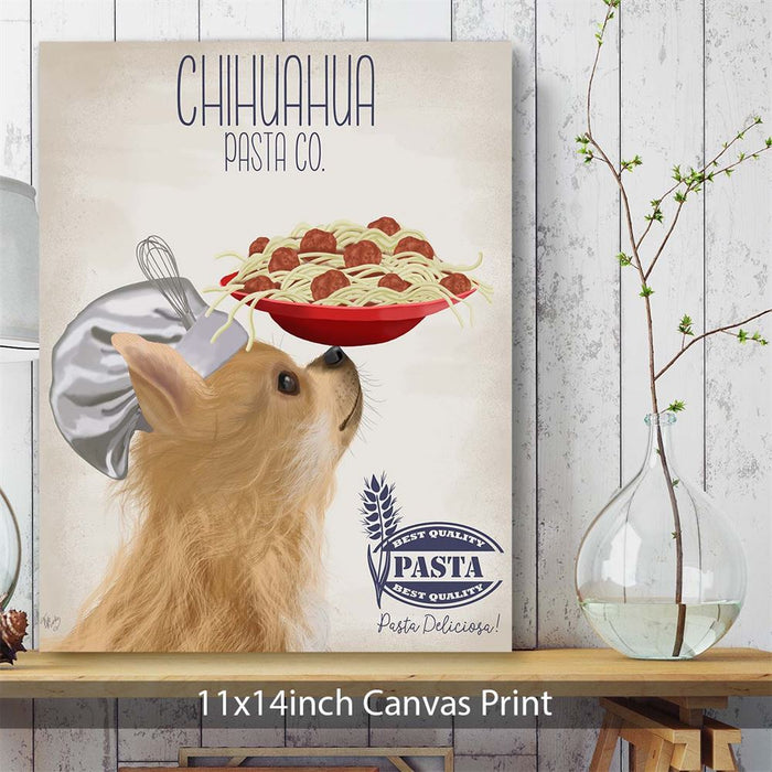 Chihuahua Long Haired Pasta Cream, Dog Art Print, Wall art | Canvas 11x14inch