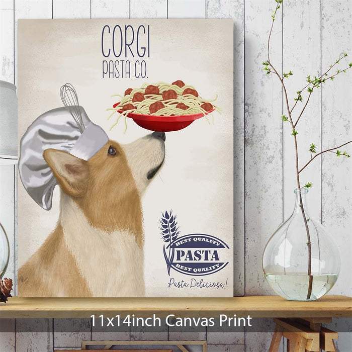 Corgi Tan White Pasta Cream, Dog Art Print, Wall art | Canvas 11x14inch