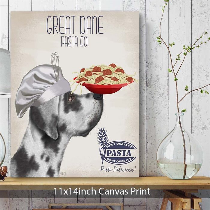 Great Dane Harlequin Pasta Cream, Dog Art Print, Wall art | Canvas 11x14inch