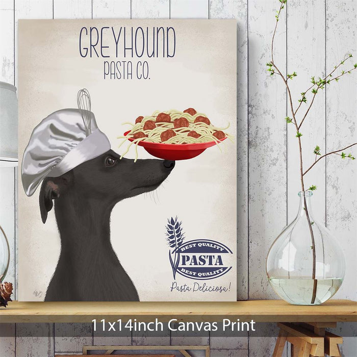 Greyhound Black Pasta Cream, Dog Art Print, Wall art | Canvas 11x14inch