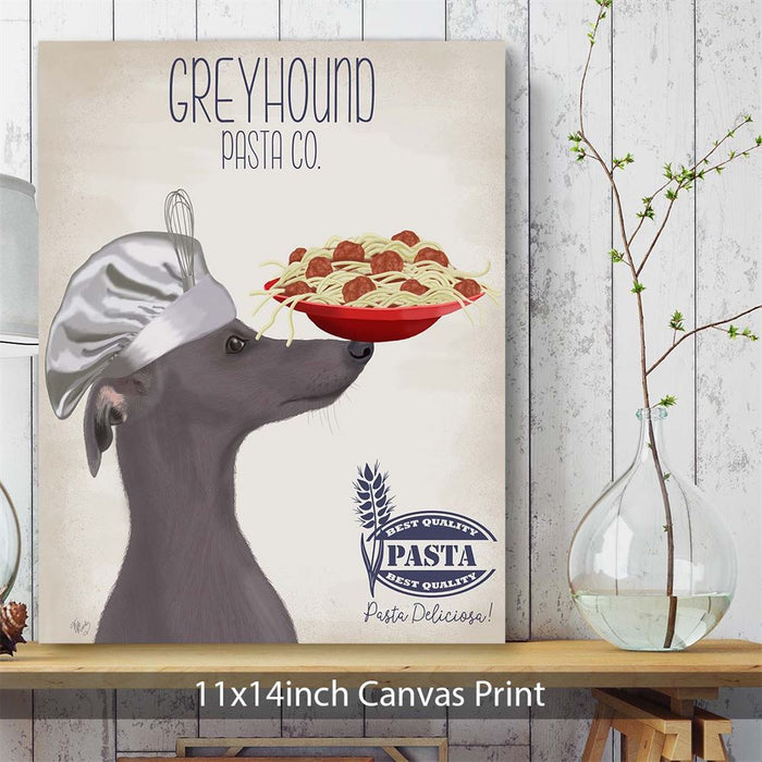 Greyhound Blue Grey Pasta Cream, Dog Art Print, Wall art | Canvas 11x14inch