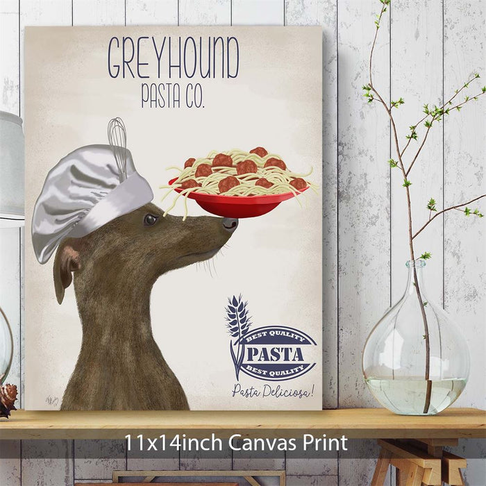 Greyhound Brindle Pasta Cream, Dog Art Print, Wall art | Canvas 11x14inch