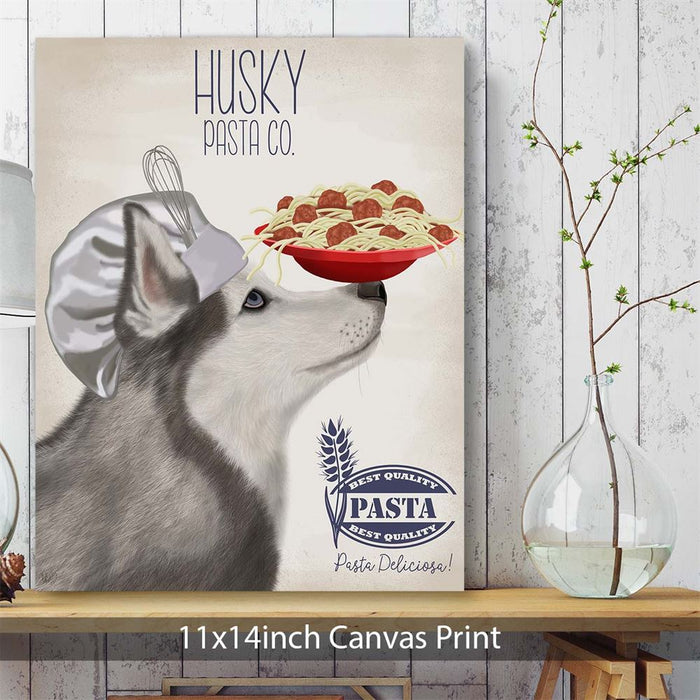 Husky Pasta Cream, Dog Art Print, Wall art | Canvas 11x14inch