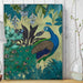 Peacock Garden 1 on Gold , Art Print, Wall Art | Print 24x36in