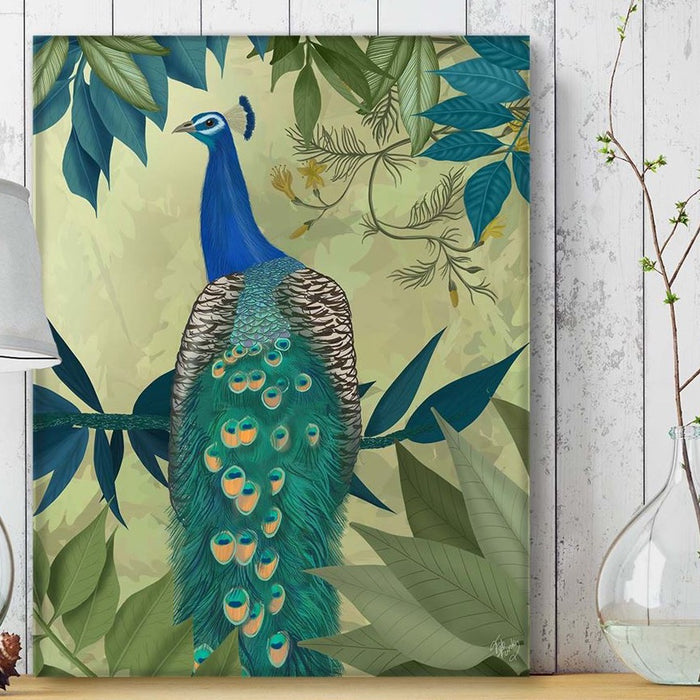 Peacock On Branch , Art Print, Wall Art | Print 24x36in