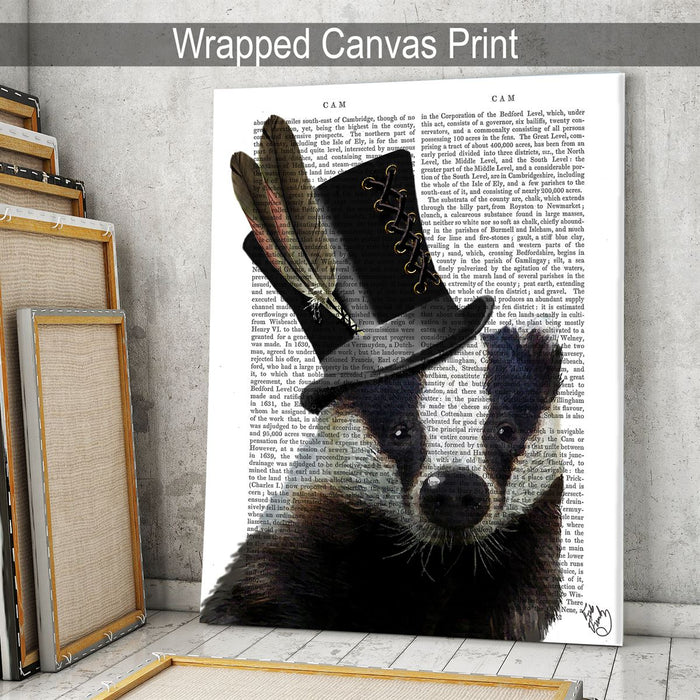 Steampunk Badger in Top Hat Antiquarian Book Prints Art Print Wall Art FabFunky