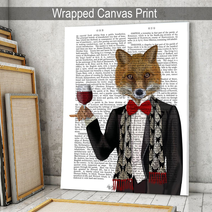 Fox in Black Jacket with Wine